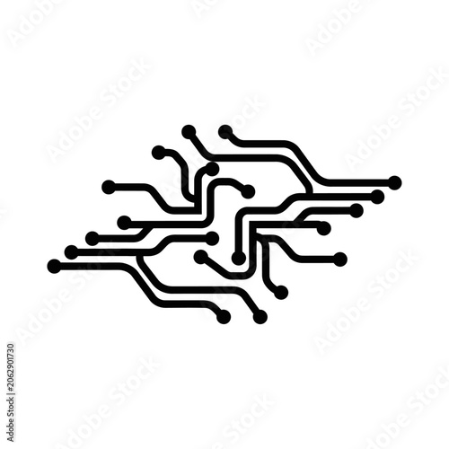Minimalist black circuit board pattern vector illustration