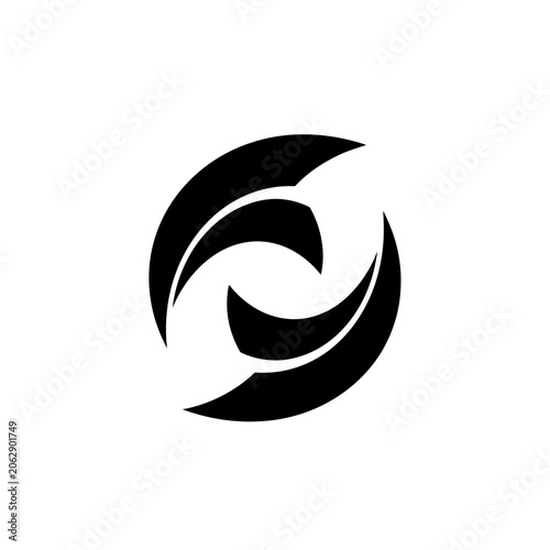 Minimalist black circular logo symbol on white background