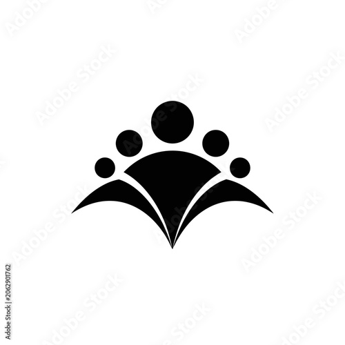 Minimalist black community logo icon with five people figures