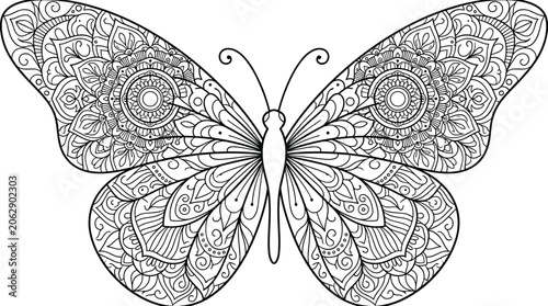 Intricate Mandala Pattern Butterfly Illustration.