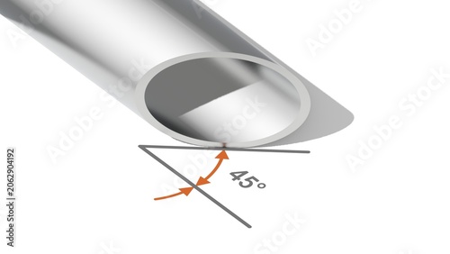 45 Degree Miter Cut Metal Profiles – Square Tube, Round Tube and Rectangular Hollow Section Technical Illustration JPG