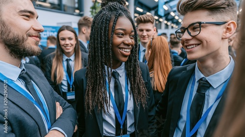 Bright young participants socialize at a business networking event, gaining internship hours, practical experience, and valuable soft skills.