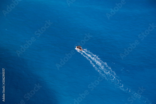 Photos Speedboat in the open Ionian Sea, Zakynthos island, Greece.