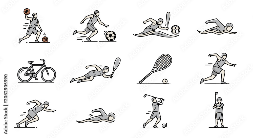Obraz premium various sports icons for editorial use.