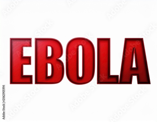 ebola 3d red text logo cutout typography effect isolated on white background medical research concept