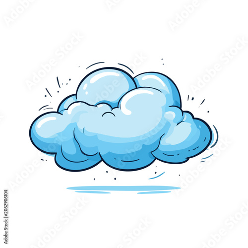Cartoon style blue cloud illustration with simple outline.