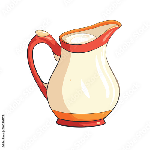 Cartoon Illustration of a Decorative Cream Pitcher.