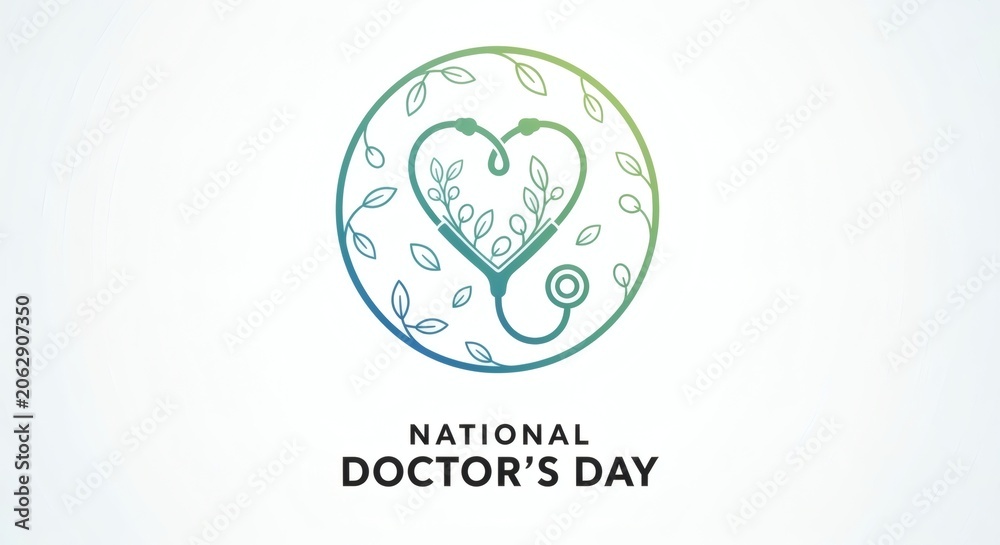 Fototapeta premium National Doctor’s Day Minimal Heart and Stethoscope Icon
