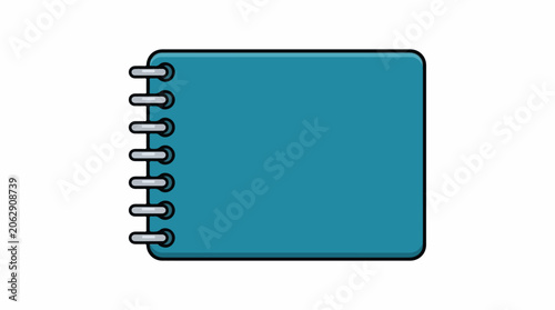 A teal-colored spiral-bound notebook on a white background