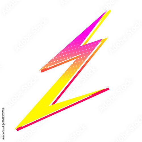Retro 80s Synthwave gradient neon style memphis pop art Zigzag geometric shape design vaporwave Element.