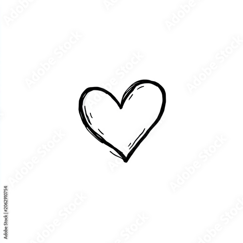 A simple, hand-drawn heart outline with sketched shading on a white background
