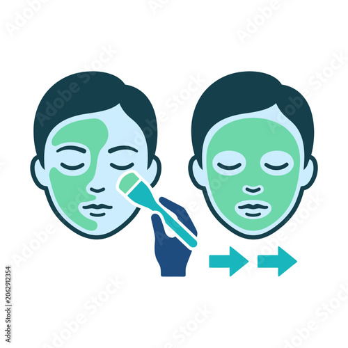 Foto Illustration of steps to apply a green clay face mask