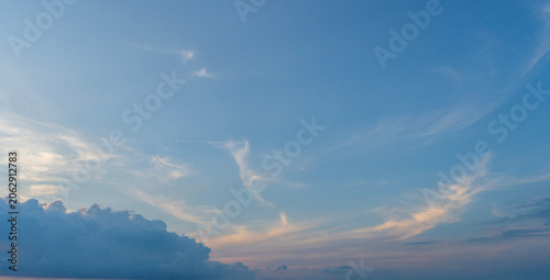 Sunset sky with beautiful clouds. Nature sky background.
