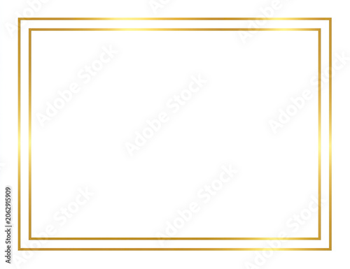 Elegant double golden rectangular frame on a white background