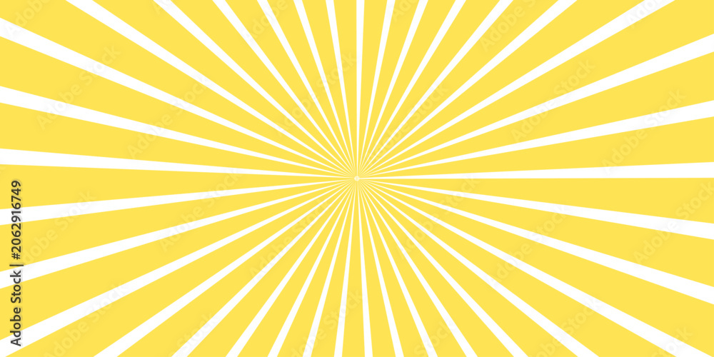 Fototapeta premium Bright yellow sunburst pattern, radiating from the center with clean white lines, creating a dynamic and energetic background.