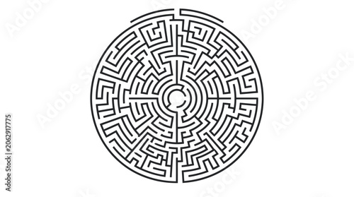 Fotografía Circular labyrinth maze line art illustration.