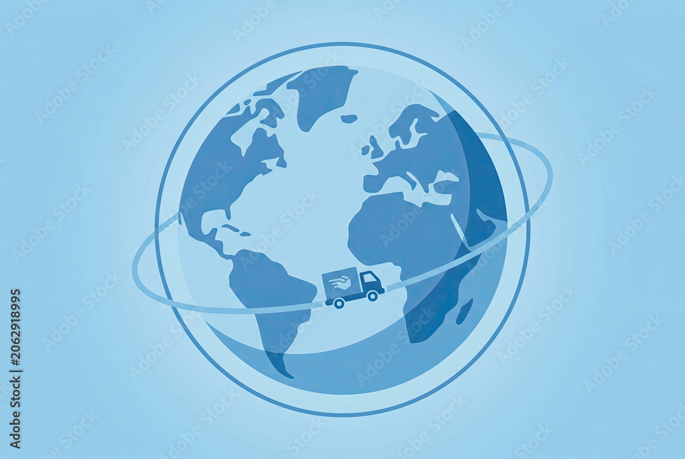 Naklejka premium Global Delivery and International Logistics Around the World Illustration