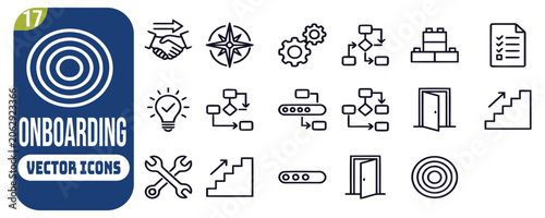 Onboarding icon set. Editable line icons. Vector illustration.