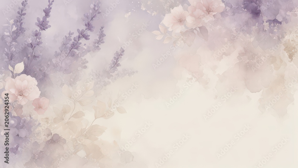 Obraz premium Soft Pastel Watercolor Floral Background with Copy Space