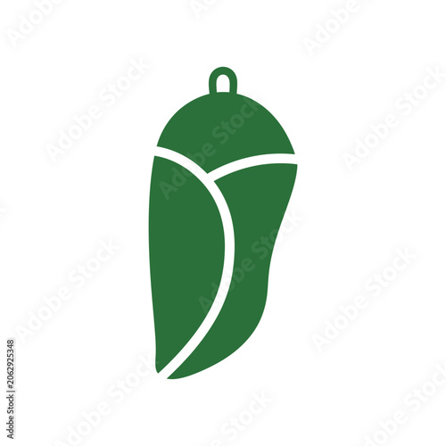Fotografia A simple green chrysalis icon on a white background