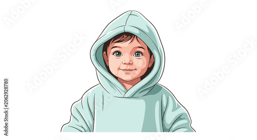 Canvastavla Smiling young boy wearing hoodie.