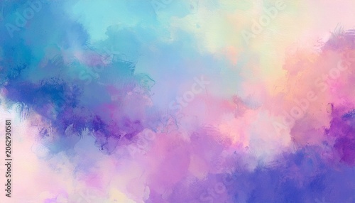 watercolor background in blue pink and purple colors soft pastel color splash and blotches with fringe bleed painting in abstract clouds shapes with paper texture