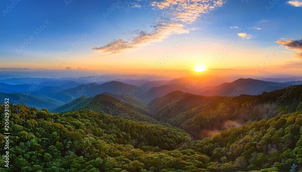 Obraz premium blue ridge mountains scenic sunrise