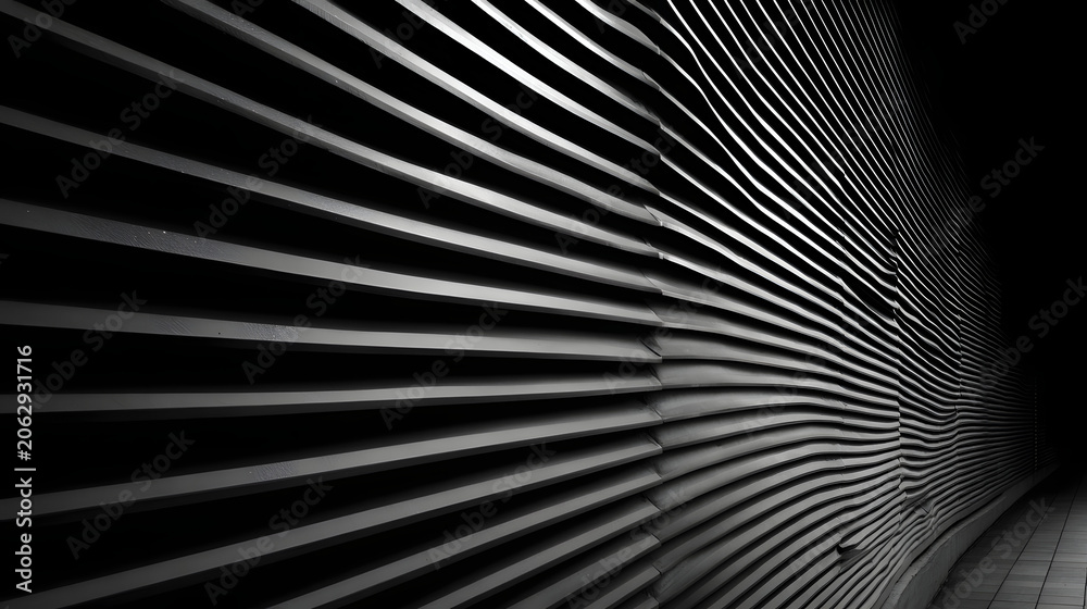 Naklejka premium Minimal horizontal lines in monochrome creating calm rhythm 