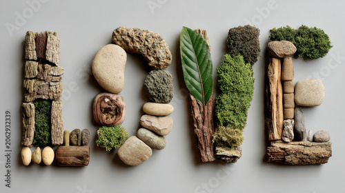 Grains Word LOVE made various natural