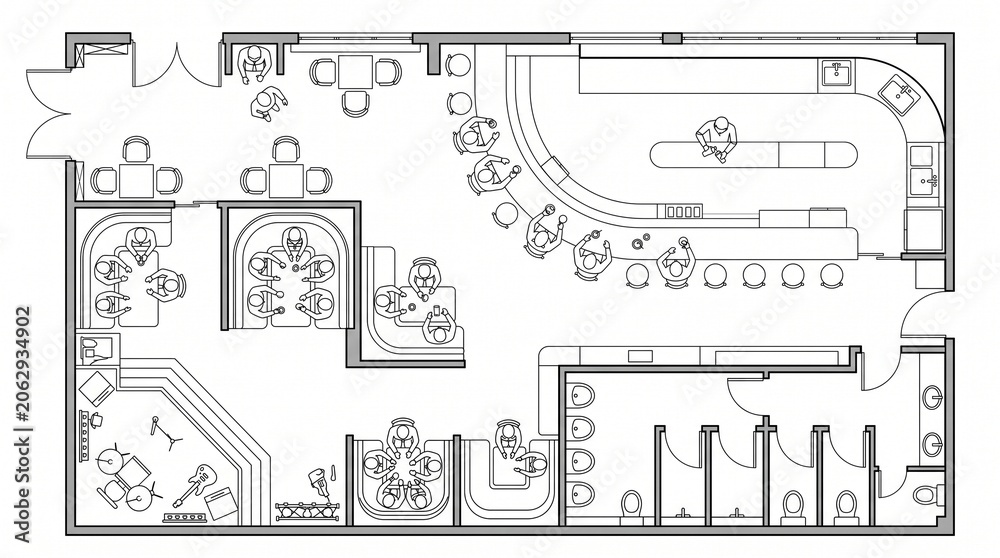 Obraz premium Line Art Floor Plan Illustration