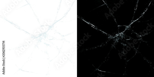 Fotografie Transparent PNG overlay of realistic shattered blue silver glass texture with im