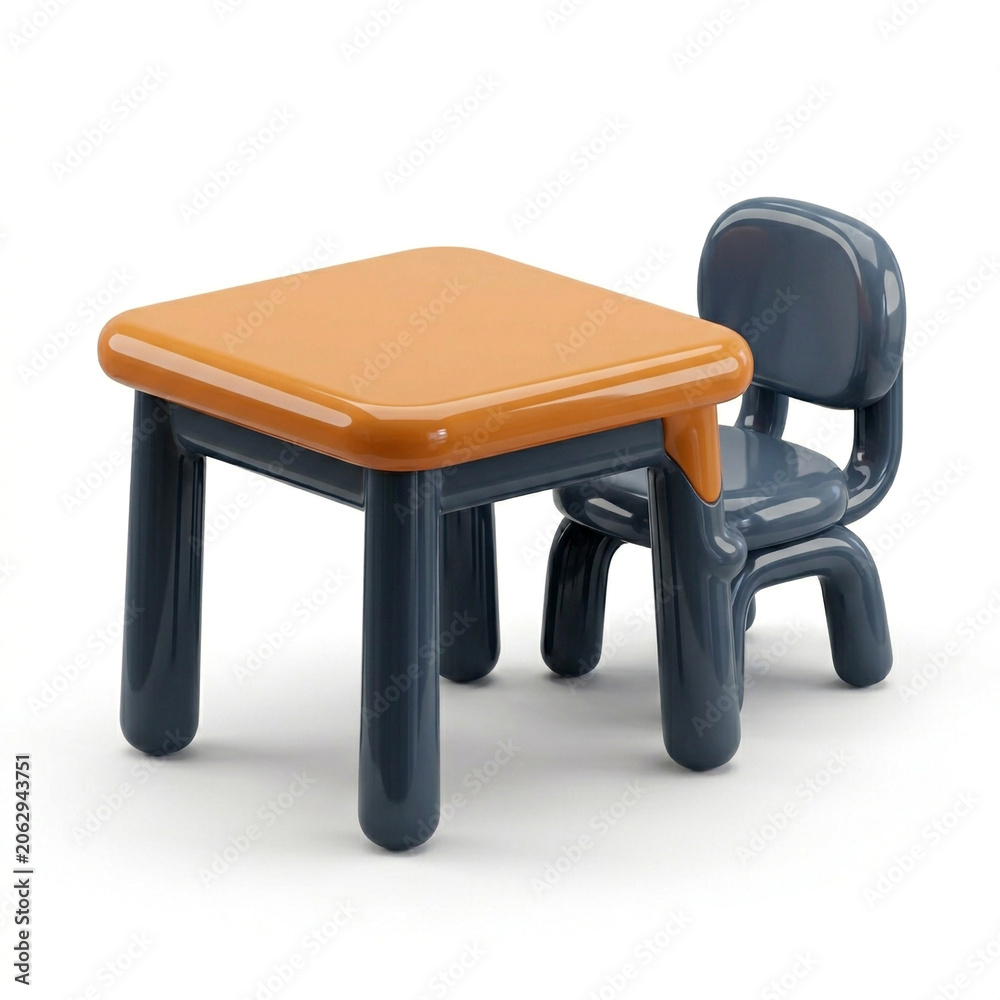 Fototapeta premium Smooth rounded study furniture asset showcasing a dark brown leg design