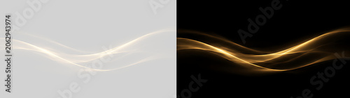 Fotografía Golden Glitter Dust Stream with Floating Bokeh Lights and Luminous Energy Wave,