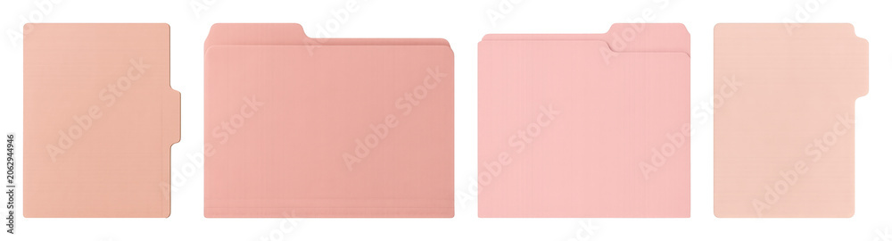 Fototapeta premium PNG Four pink file folders aligned on transparent background