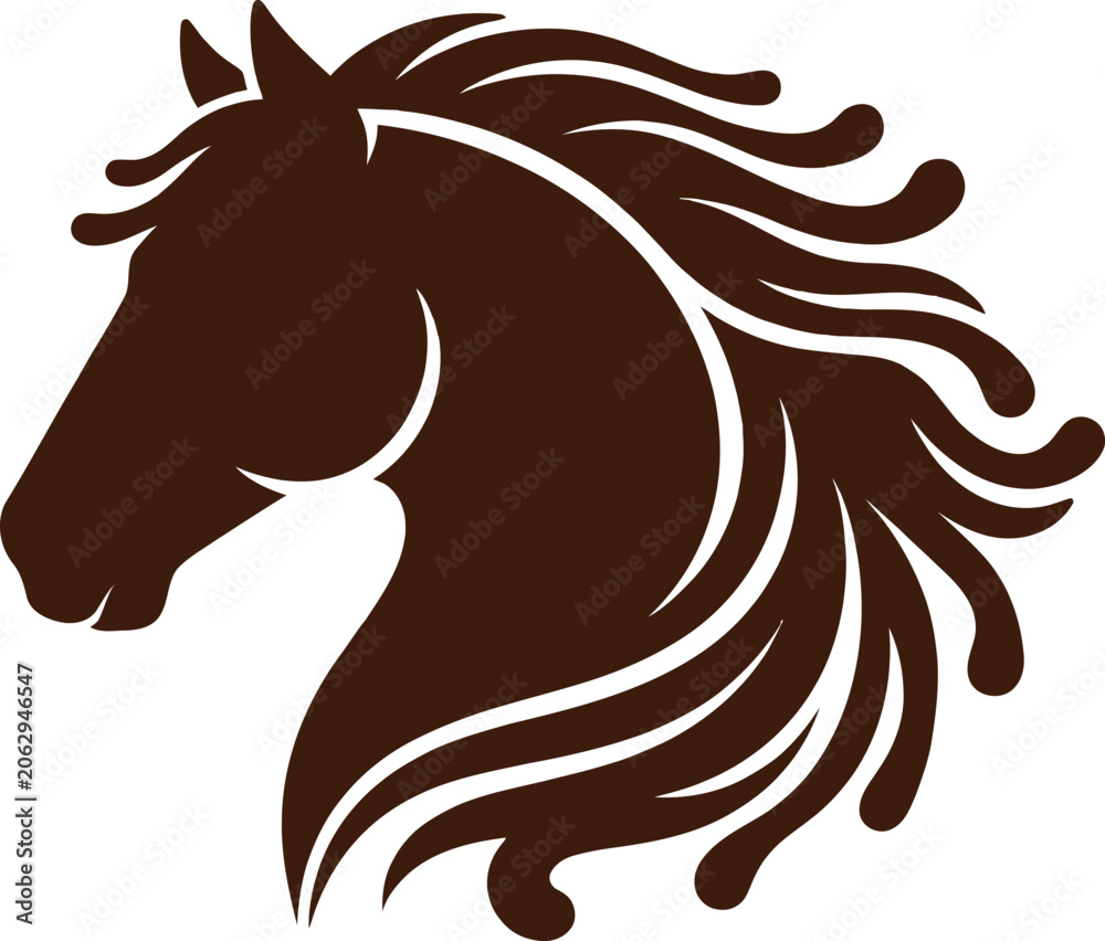 Fototapeta premium Brown Horse Head Silhouette A Stylized Vector Illustration