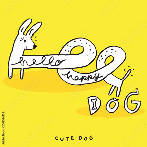 cute doodle dog cartoon vector, cute animal,Cute Dachshund cartoon ,Cute dog