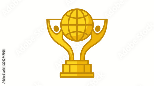 Obraz na plátně Golden Trophy with Globe Design on Top.