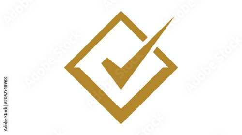 Cuadro en lienzo Abstract Checkmark Logo Design in Gold Color.