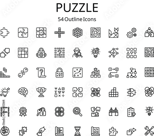 Puzzle Icons with Connections and Solutions for Business Strategy and Problem Solving Vector Illustration