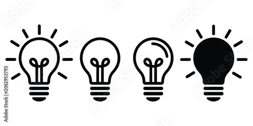 Schilderij op canvas Light bulb icon set