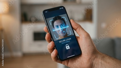 Face Id Unlocking Smartphone with Secure Biometric Authentication