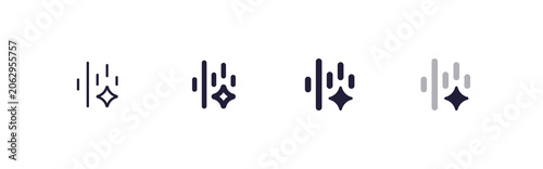 AI Interface Audio Wave Icon in 4 States. Artificial Intelligence Music Equalizer and Smart Sound Generation Track, Thin and Regular Line, Filled Solid and Duo Color Shapes, 48x48 Pixel Perfect UI UX