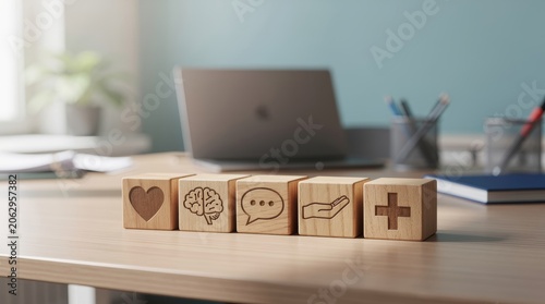 Mental Health Awareness Blocks on Desk