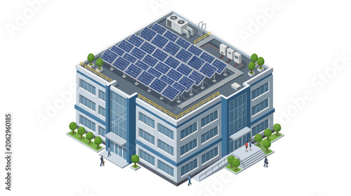 Εκτύπωση καμβά Smart city Solar powered office building, eco friendly architecture, green energ
