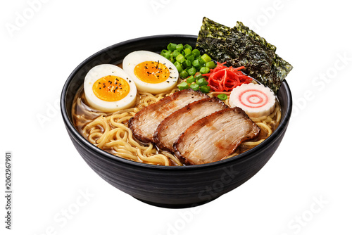 Savory ramen bowl with pork png transparent