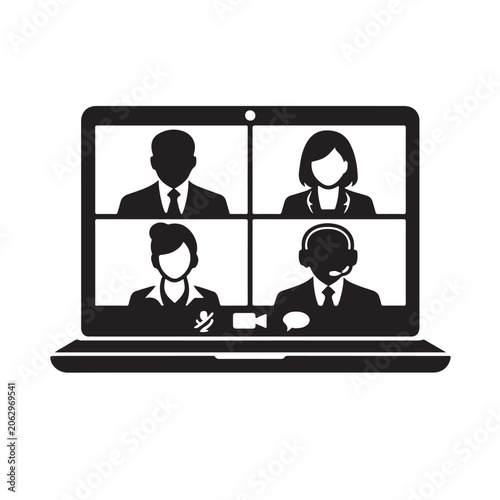 Remote Business Team Meeting On Laptop For Corporate Communication Concepts