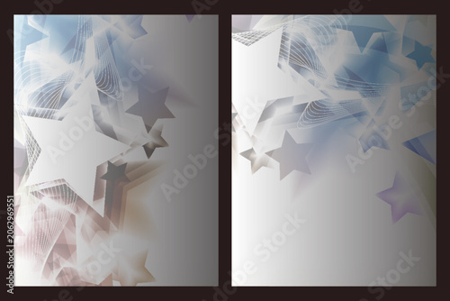 Abstract Background with Dynamic Glowing Stars and Wave Lines