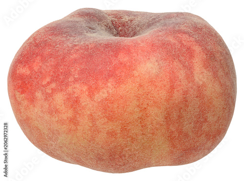 Whole ripe fig flat peach with velvety pink-yellow skin
