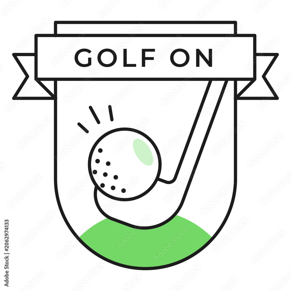 Naklejka premium Golf on ball club colored badge sticker