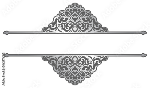 Luxury silver vintage text divider with elegant arabesque ornament